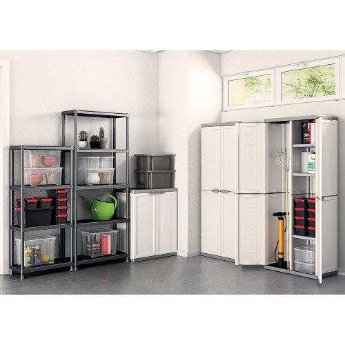 Keter JOLLY Armadio armadietto basso 1 ripiano regolabile - 68x39x85h Bianco - immagine 3
