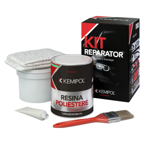 Kemipol KIT RIPARATORE vetroresina con pennello fai da te auto barca casa 750 ML