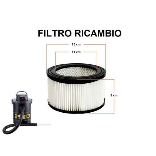 Globex FILTRO HEPA ricambio per aspiracenere TORNADO 1200 W e compatibili