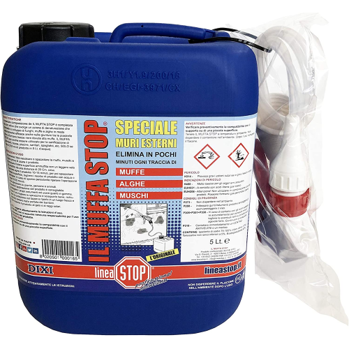 Dixi MUFFASTOP sanificante elimina muffa alghe muschi da 5 LT USO ESTERNO CON SPRAY
