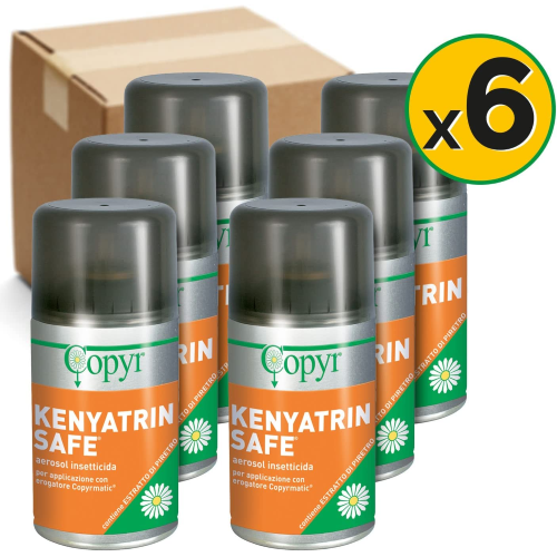6 X Copyr KENYATRIN SAFE Insetticida mosche zanzare ricarica erogatore 250 ML