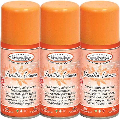 3 X HygienFresh DEOSPRAY Deodorante Salva Tessuti e Ambiente VANILLA LEMON 150 ML