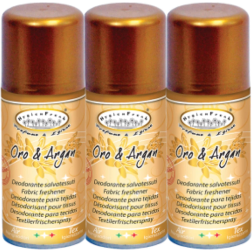 3 X HygienFresh DEOSPRAY Deodorante Salva Tessuti e Ambiente ORO & ARGAN 150 ML