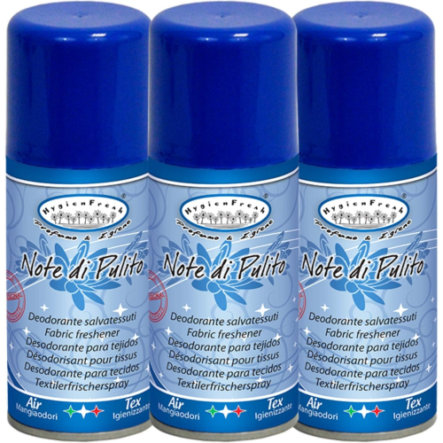 3 X HygienFresh DEOSPRAY Deodorante Salva Tessuti e Ambiente NOTE DI PULITO 150 ML