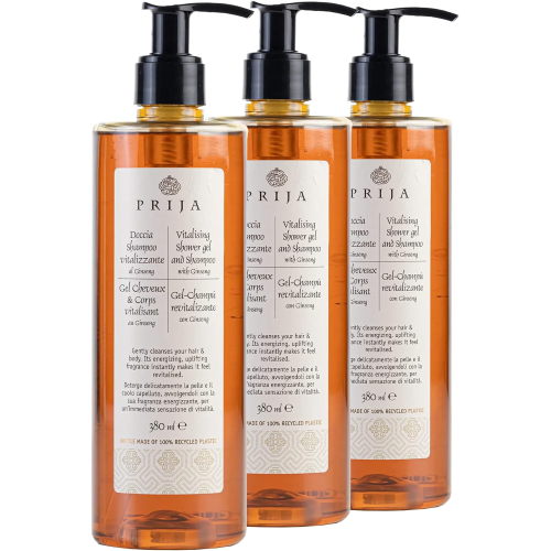 3 X Prija DOCCIA SHAMPOO Vitalizzante al Ginseng Vegan friendly 380 ML