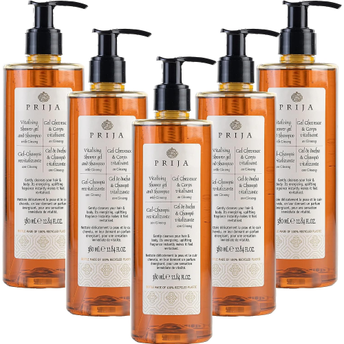 5 X Prija DOCCIA SHAMPOO Vitalizzante al Ginseng Vegan friendly 380 ML