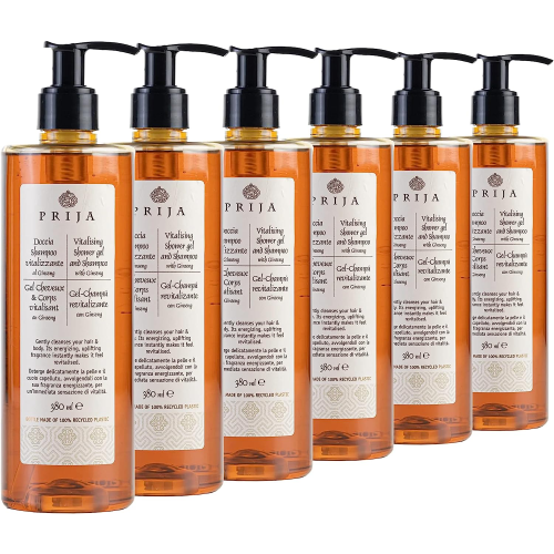 6 X Prija DOCCIA SHAMPOO Vitalizzante al Ginseng Vegan friendly 380 ML