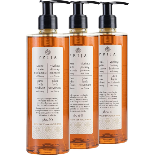 3 X Prija SAPONE LIQUIDO Vitalizzante al Ginseng Vegan friendly 380 ML