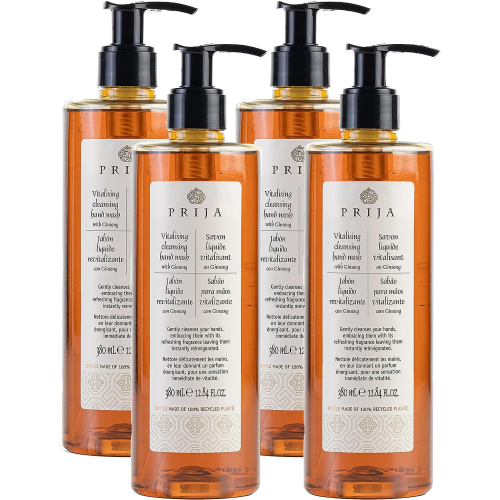 4 X Prija SAPONE LIQUIDO Vitalizzante al Ginseng Vegan friendly 380 ML