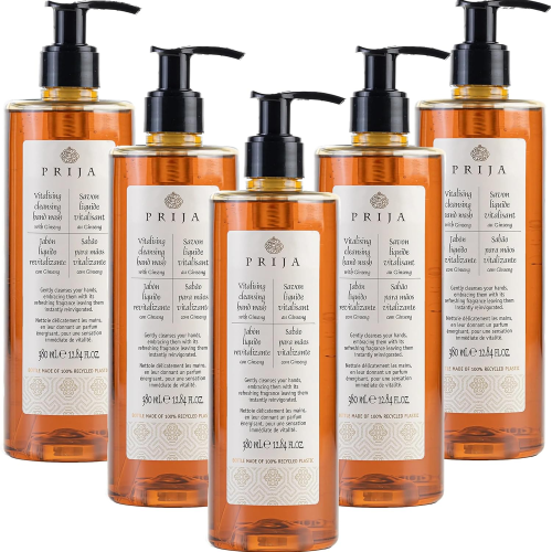 5 X Prija SAPONE LIQUIDO Vitalizzante al Ginseng Vegan friendly 380 ML