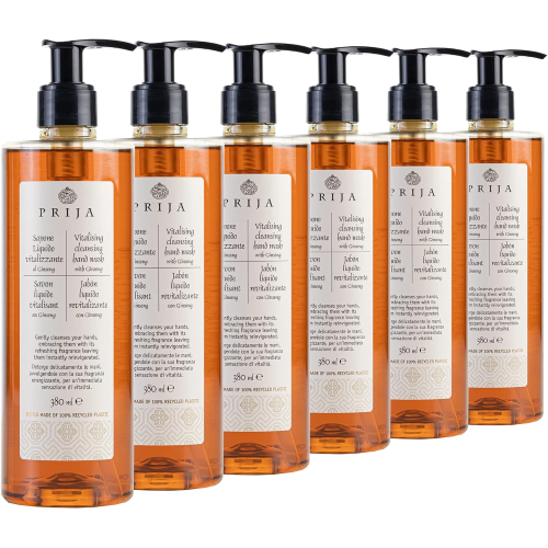 6 X Prija SAPONE LIQUIDO Vitalizzante al Ginseng Vegan friendly 380 ML