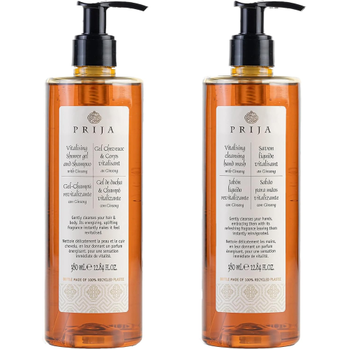 Prija DOCCIA SHAMPOO + SAPONE LIQUIDO Vitalizzante al Ginseng Vegan friendly 380 ML