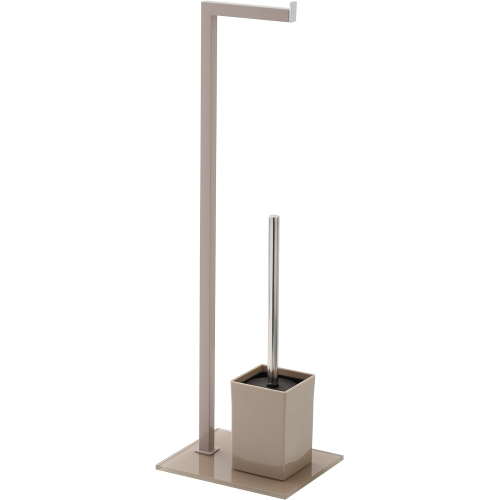 Feridras 810009 Piantana Portarotolo e Scopino Metallo base vetro cm 18x22x70,5 h Full Tortora