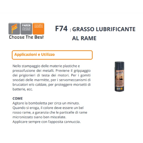 2 X Faren F74 Grasso al Rame Lubrificante alte temperature 400 ML - immagine 4