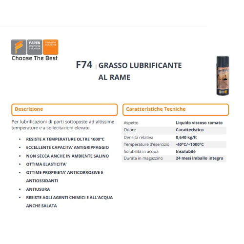 3 X Faren F74 Grasso al Rame Lubrificante alte temperature 400 ML - immagine 3