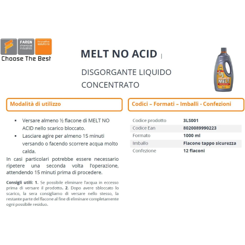 2 X Faren MELT NO ACID Disgorgante liquido concentrato 1 LT - immagine 5