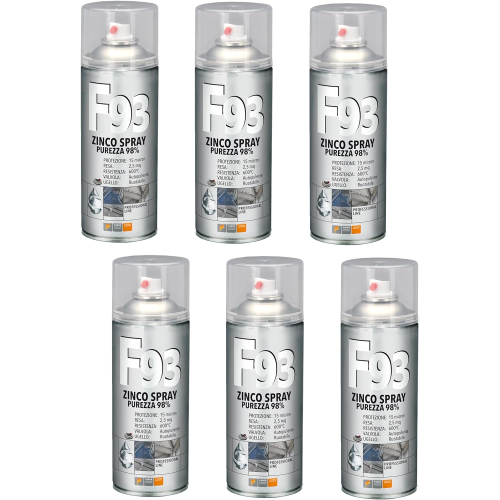 6 X Faren F93 Zinco Spray zincante a freddo 98% purezza 400 ML