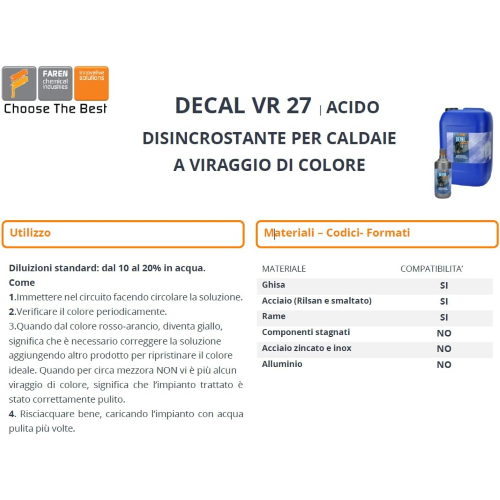 3 X Faren DECAL VR27 Acido Viraggio Disincrostante caldaie 1 LT - immagine 5