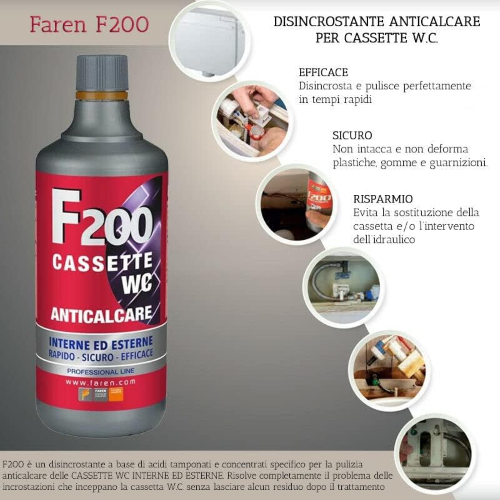 Faren F200 Trattamento Anticalcare Disincrostante cassette WC 1 LT - immagine 4
