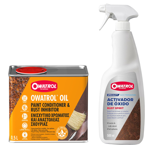OWATROL OIL 500 ML Antiruggine + RUST SPIRIT 500 ML Attivatore ruggine
