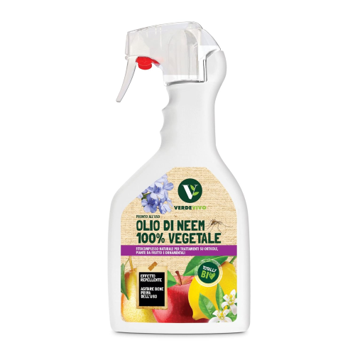 VerdeVivo OLIO NEEM Rimedio biologico parassiti orto frutta spray 750 ml