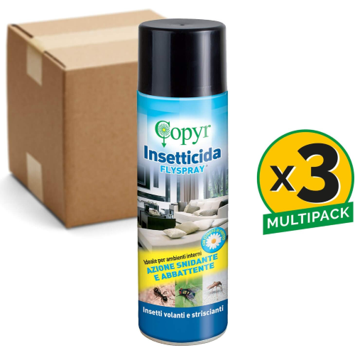 3 X Copyr FLYSPRAY Insetticida abbattente insetti volanti scriscianti cimici ragni 500 ML