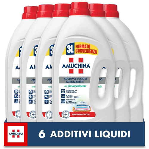 6 X Amuchina ADDITIVO BUCATO Igienizzante liquido con ammorbidente 3 LT