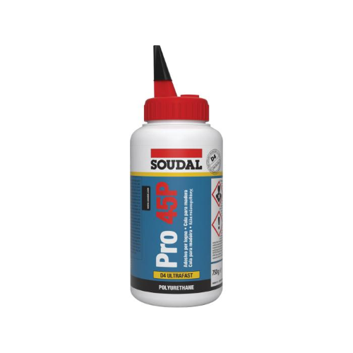Soudal PRO 45P Adesivo legno PU colla rapida resistente acqua D4 750 GR