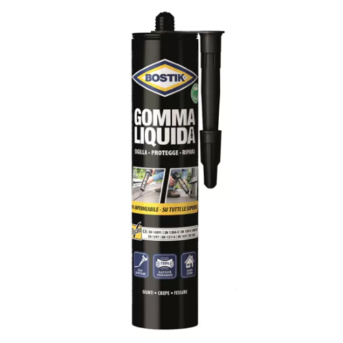 Bostik GOMMA LIQUIDA rivestimento sigillante impermeabile riparazioni interno esterno 310 GR