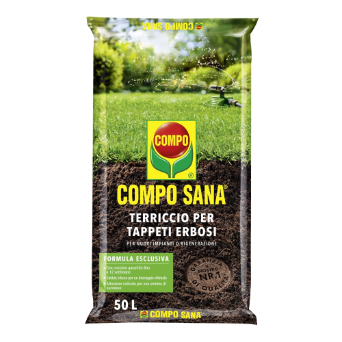 Compo SANA TAPPETI ERBOSI Terra Terriccio substarto con sabbia Turbo Radici 50 LT