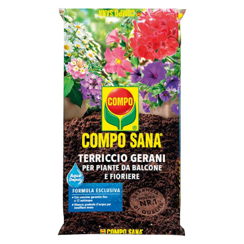 Compo SANA GERANI Terra Terriccio substarto piante balcone acqua depot 50 LT