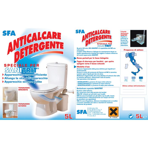 SFA ANTICALCARE specifico Sanitrit pulisce disincrosta trituratore 5 cicli pulizia 5 LT - immagine 4