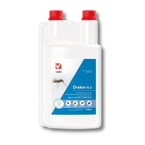 Vebi DRAKER 10.2 Insetticida Concentrato Zanzare Cipermetrina Tetrametrina 1 LT 1 LITRO