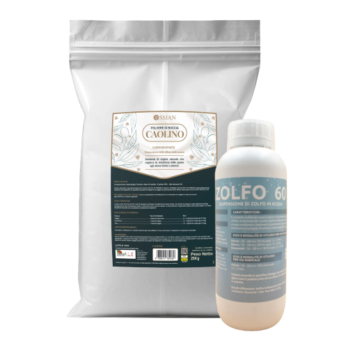 Ossian CAOLINO MICRONIZZATO Rimedio naturale mosca olivo 25 KG + Zolfo 60 1 LT