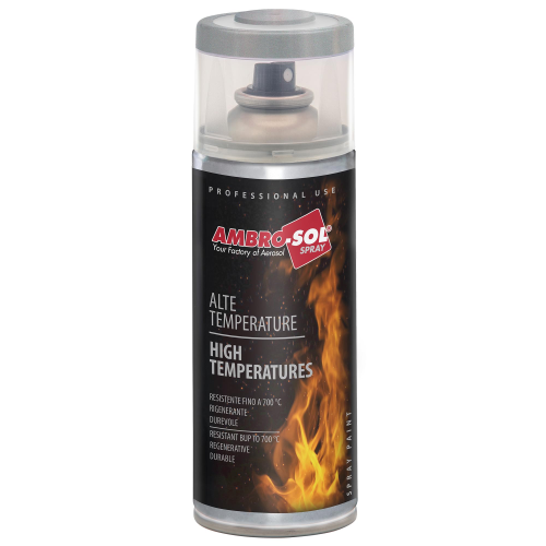 Ambro-Sol SMALTO ACRILICO ALTE TEMPERATURE Stufe caldaie canne fumarie 400 ML Rosso Ossido ROSSO