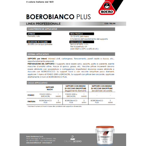 Boero BOEROBIANCO PLUS Idropittura Traspirante murale elevata opacita' 14 LT - immagine 4