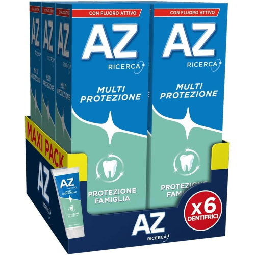 6 X AZ PROTEZIONE FAMIGLIA Dentifricio Multi Protezione 75 ML + 10 ML