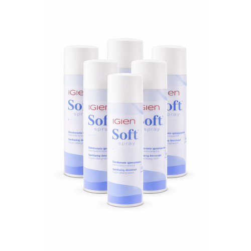 6 X Rampi IGIENSOFT Deodorante Igienizzante Tessuti superfici ambiente Antitarme Spray 400 ML