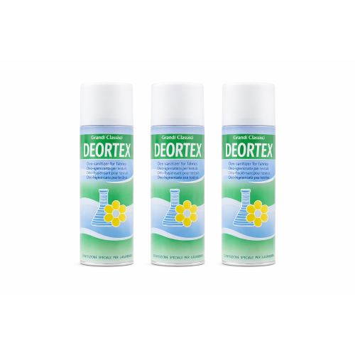 3 X Rampi DEORTEX Deodorante Igienizzante Tessuti superfici ambiente Antitarme Spray 400 ML