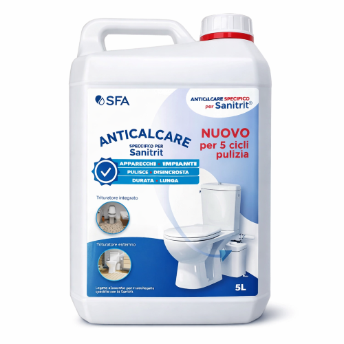 SFA ANTICALCARE specifico Sanitrit pulisce disincrosta trituratore 5 cicli pulizia 5 LT - immagine 2