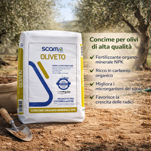 Scam OLIVETO Concime organo minerale NPK 15-5-6 Boro Ferro Zinco 25 KG - immagine 3