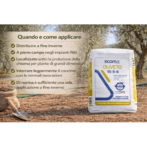 Scam OLIVETO Concime organo minerale NPK 15-5-6 Boro Ferro Zinco 25 KG - immagine 5