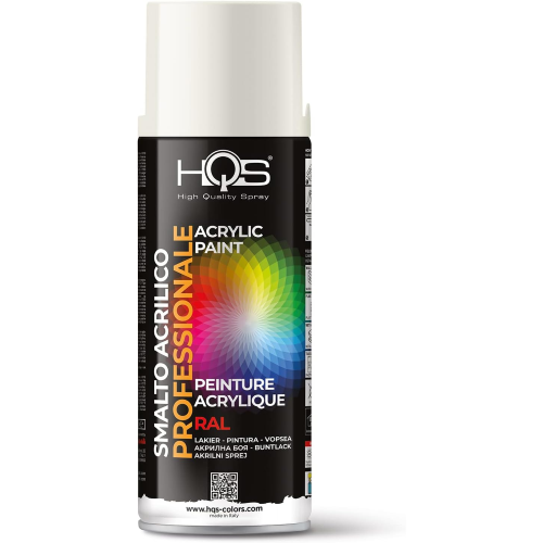 HQS RAL 9003 SEGNALE Smalto Acrilico professionale multiuso muri metallo vetro spray 400 ML RAL 9003 BIANCO SEGNALE