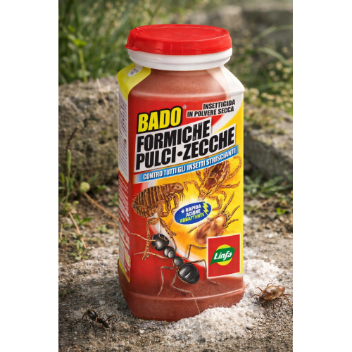 Linfa BADO Insetticida polvere insetti striscianti pulci zecche formiche 1 KG - immagine 2