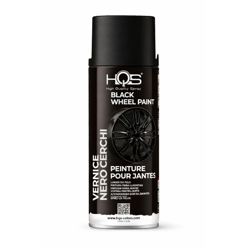 HQS RIMS PAINT NERO OPACO Vernice Cerchioni ruote auto moto spray 400 ML NERO OPACO RUOTE
