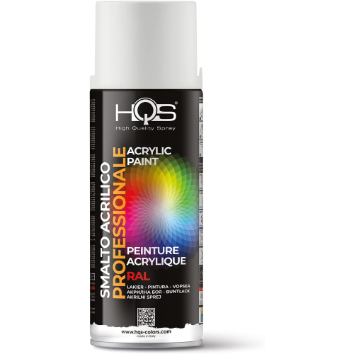 HQS RAL 9010 OPACO Smalto Acrilico professionale multiuso muri metallo vetro spray 400 ML RAL 9010 BIANCO OPACO