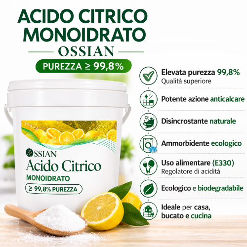 Ossian ACIDO CITRICO MONOIDRATO 99,8% Anticalcare ammorbidente multifunzione 5 KG - immagine 3