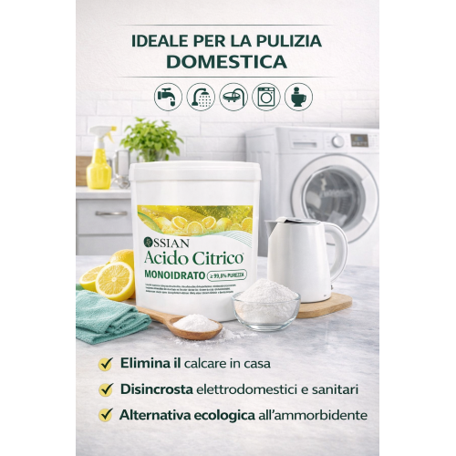Ossian ACIDO CITRICO MONOIDRATO 99,8% Anticalcare ammorbidente multifunzione 5 KG - immagine 5