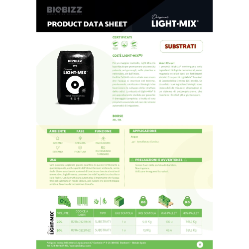 BioBizz LIGHT MIX Terra Terriccio Substrato Torba Perlite 20 LT - immagine 2
