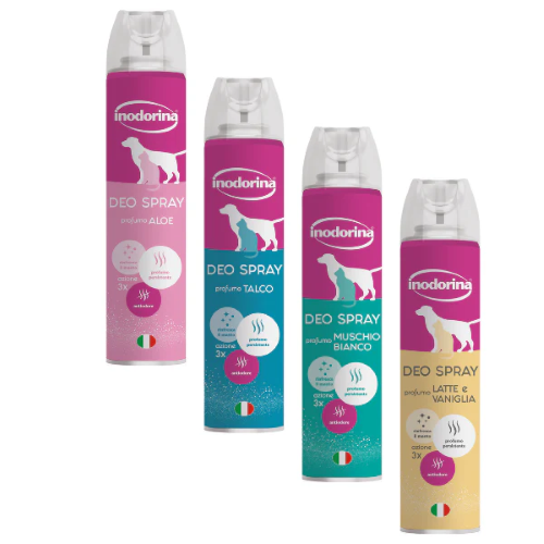 Inodorina DEO SPRAY TALCO Deodorante animali cani gatti profumato 300 ML Talco - immagine 2